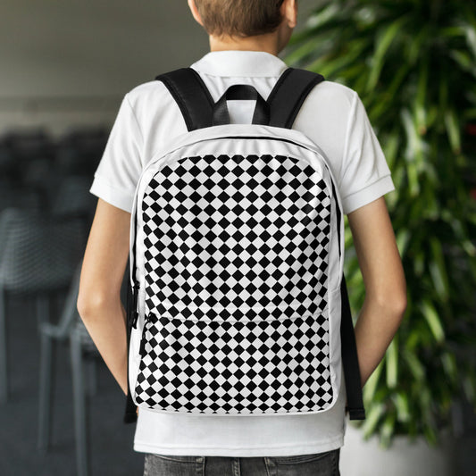 The Checkered Black White Backpack Laptop Bag